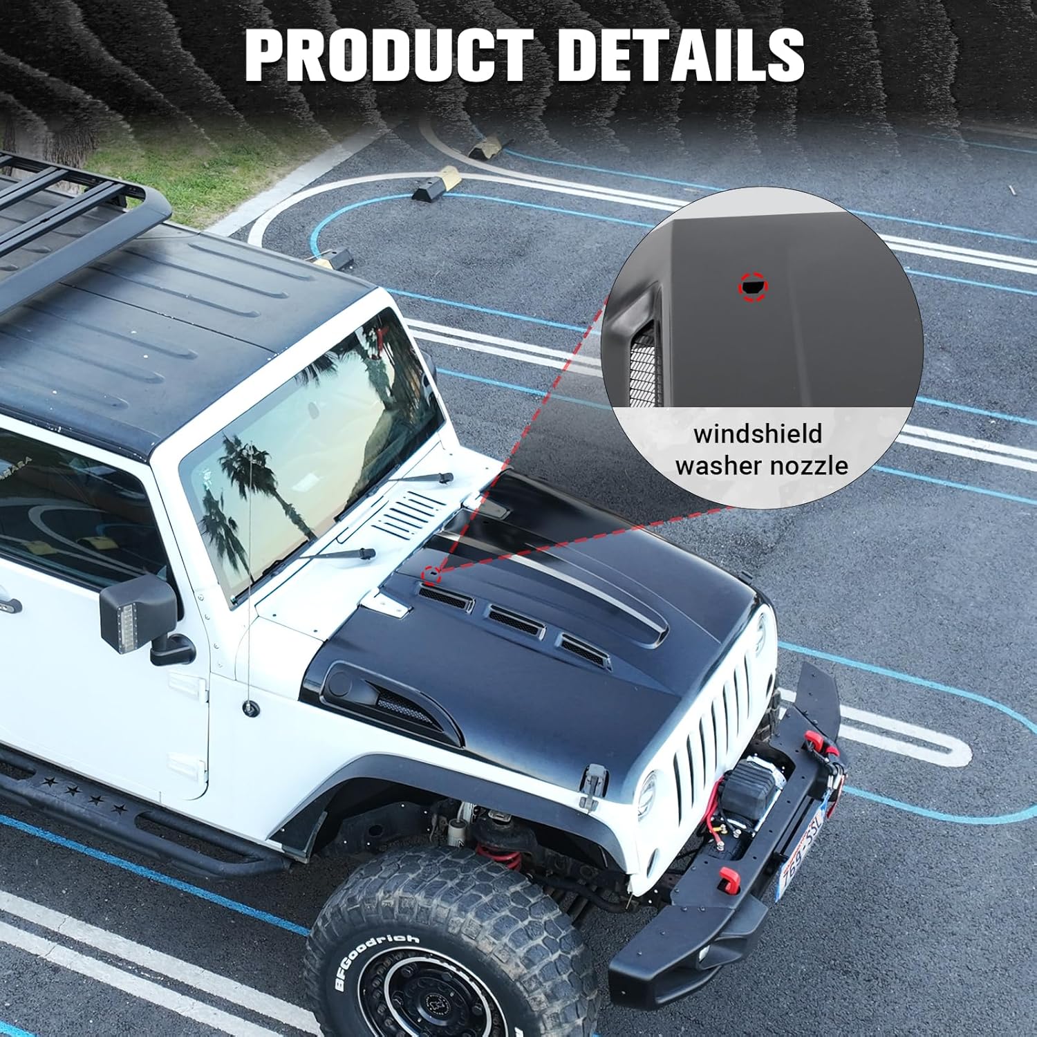 CALLIERT The Avenger Style Steel Replacement Hood with Functional Air Vents fits for 2007-2018 Jeep Wrangler JK Under-hood, Unpainted