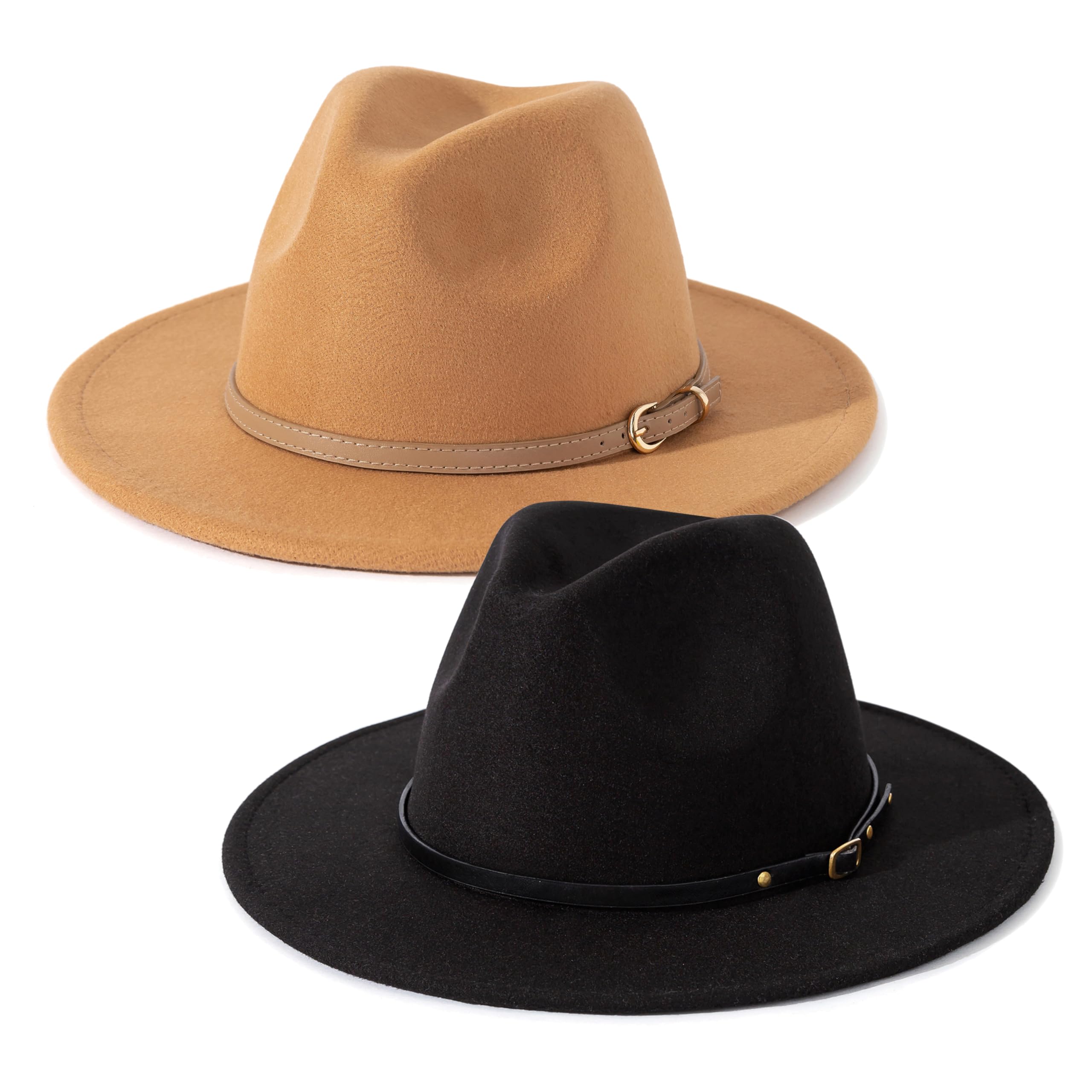 Vintage Wide Brim Fedora Hat with Belt Buckle SH-1031 Classic Vintage Fedora Hat for Men Women Wide Brim  main image 4