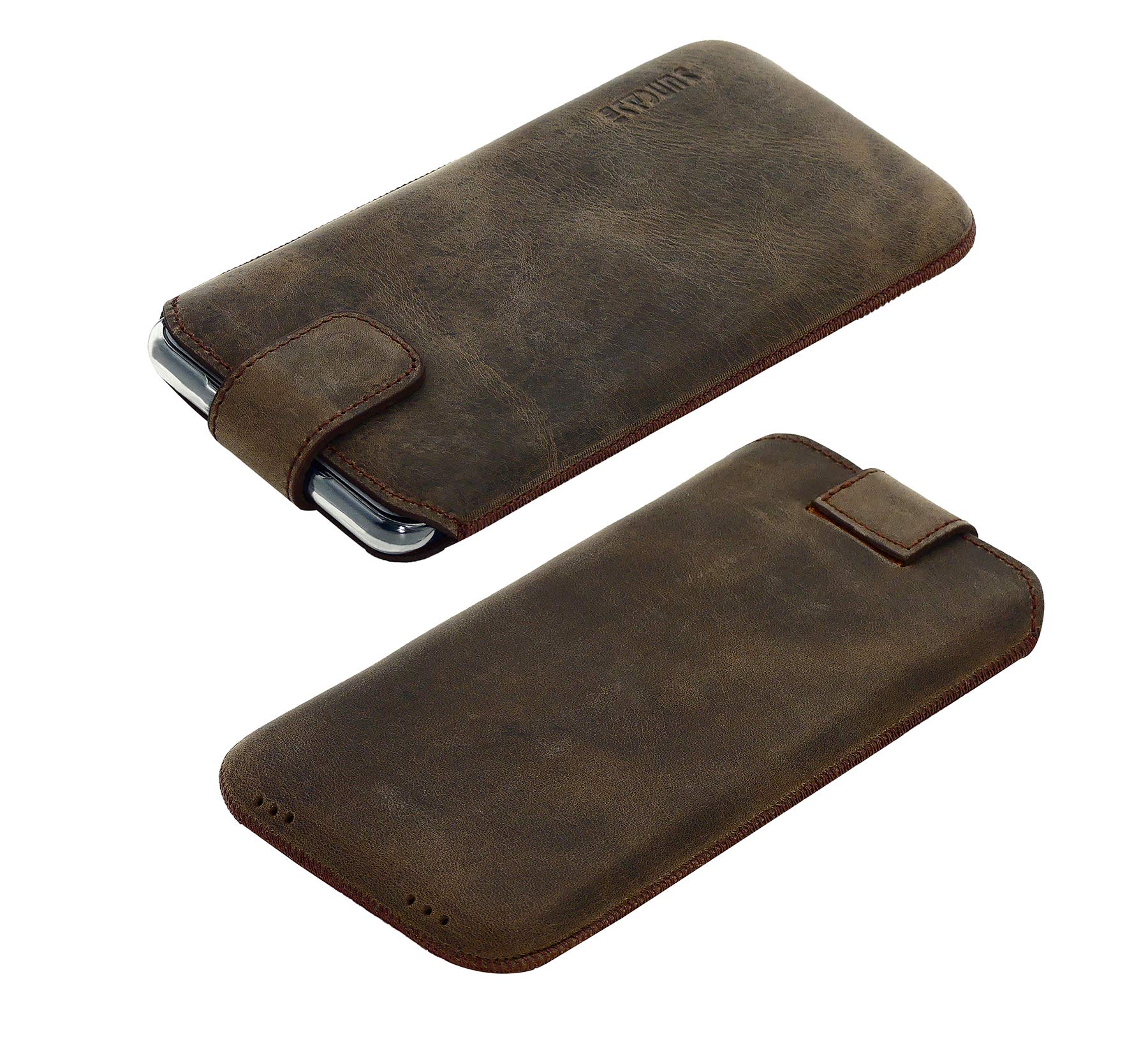 Suncase Custodia In Vera Pelle Per Motorola Moto G8 Plus: Elegante Con Estrattore E Cover In Silicone Inclusa (Blu) - 2