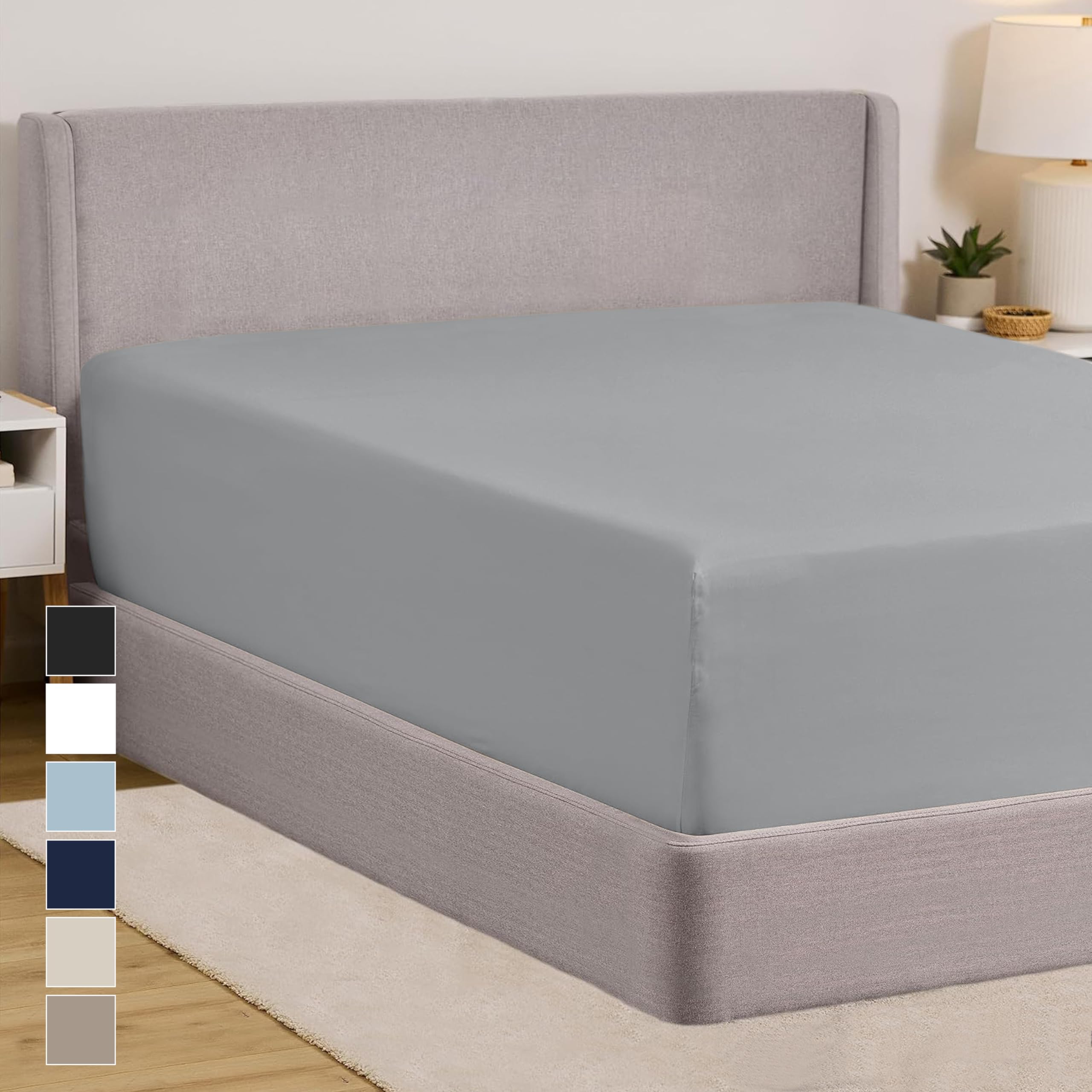 GORILLA GRIP Fitted Sheets, Stay in Place Twin XL Size Deep Pocket Bottom Bed Sheets for Mattress, Lightweight Microfiber Sábana, All Around Elastic,