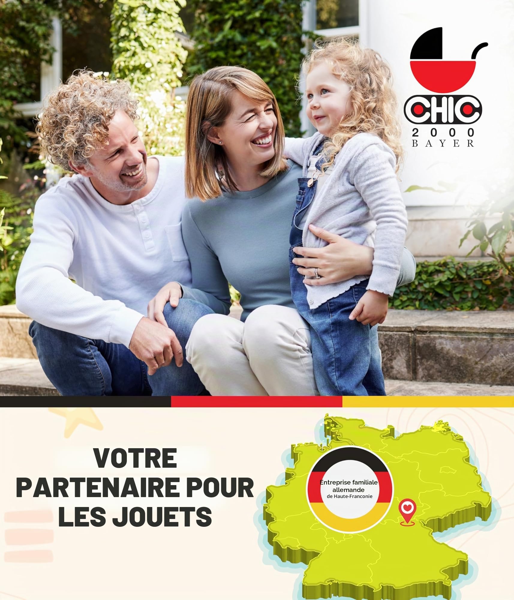 Bayer Chic 2000 Chaise Haute pour poupées pour Enfants de 3 à 8 Ans, Chaise Haute pour poupée, Meubles de poupée, Accessoires pour poupées, oursons Beige