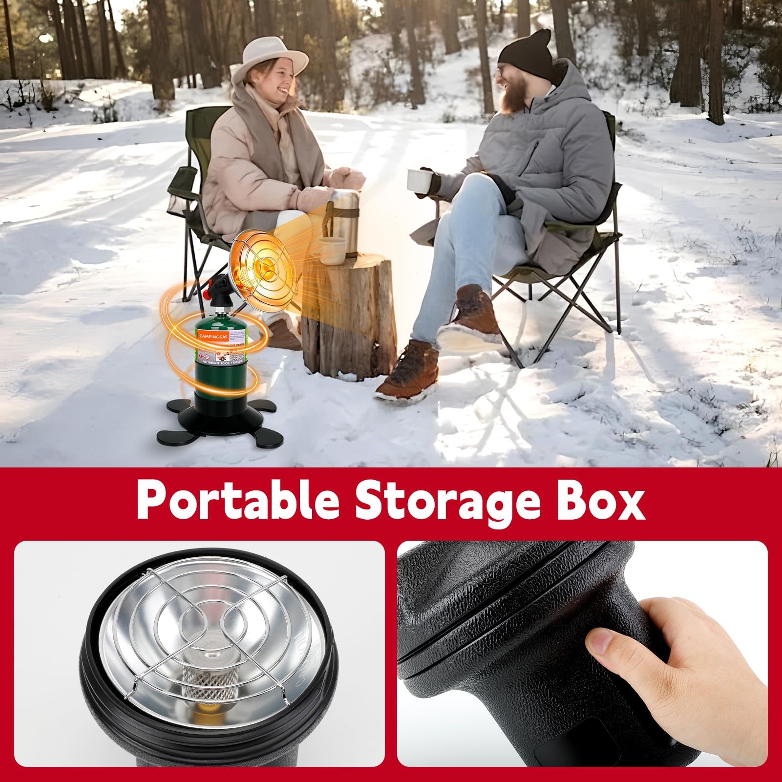 Calentador de propano para camping y patio con soporte para tanque de gas