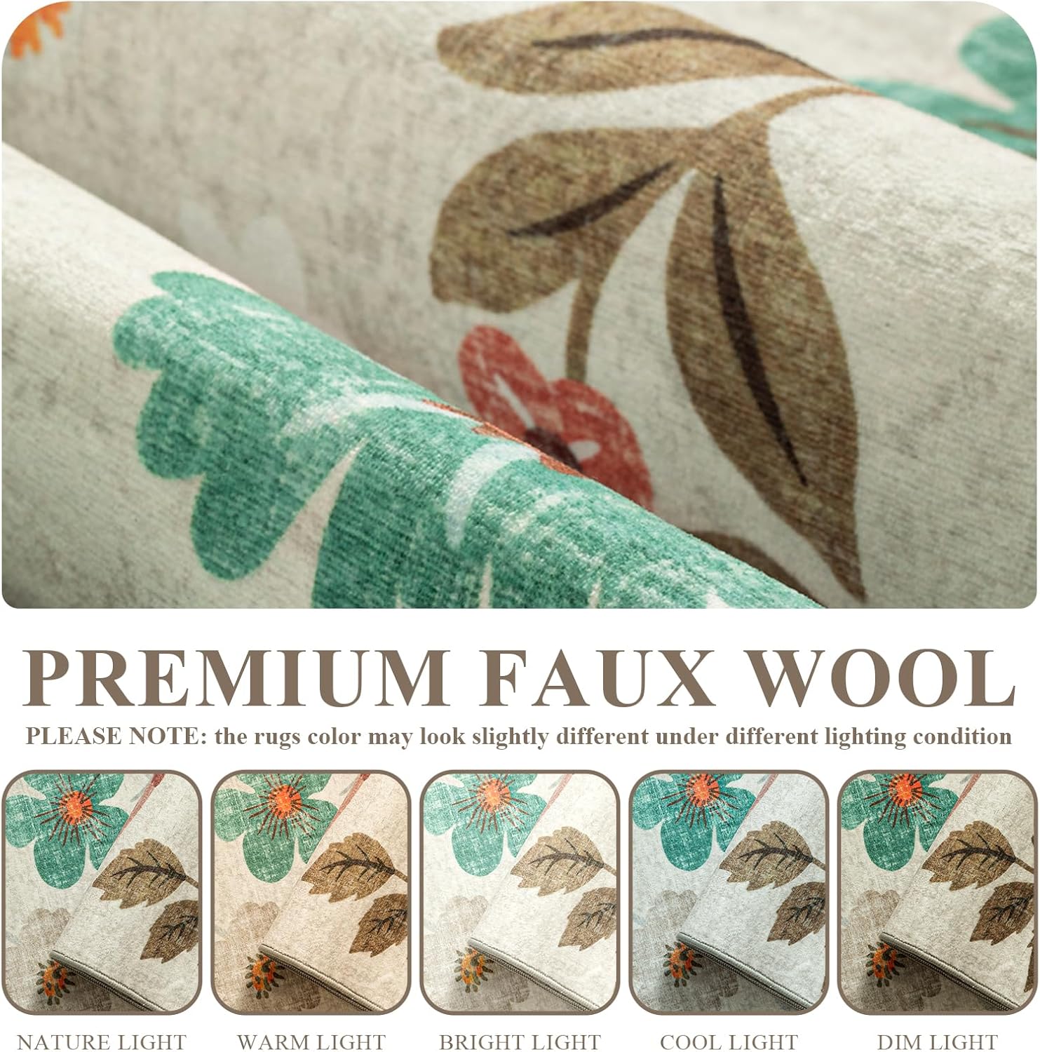 YIHOUSE 2x6 Beige Kitchen Rug, Washable Kitchen Runner Floral Non Slip Soft, Small Colorful Throw Carpet for Hallway Laundry Bedside Beige,2'x6'