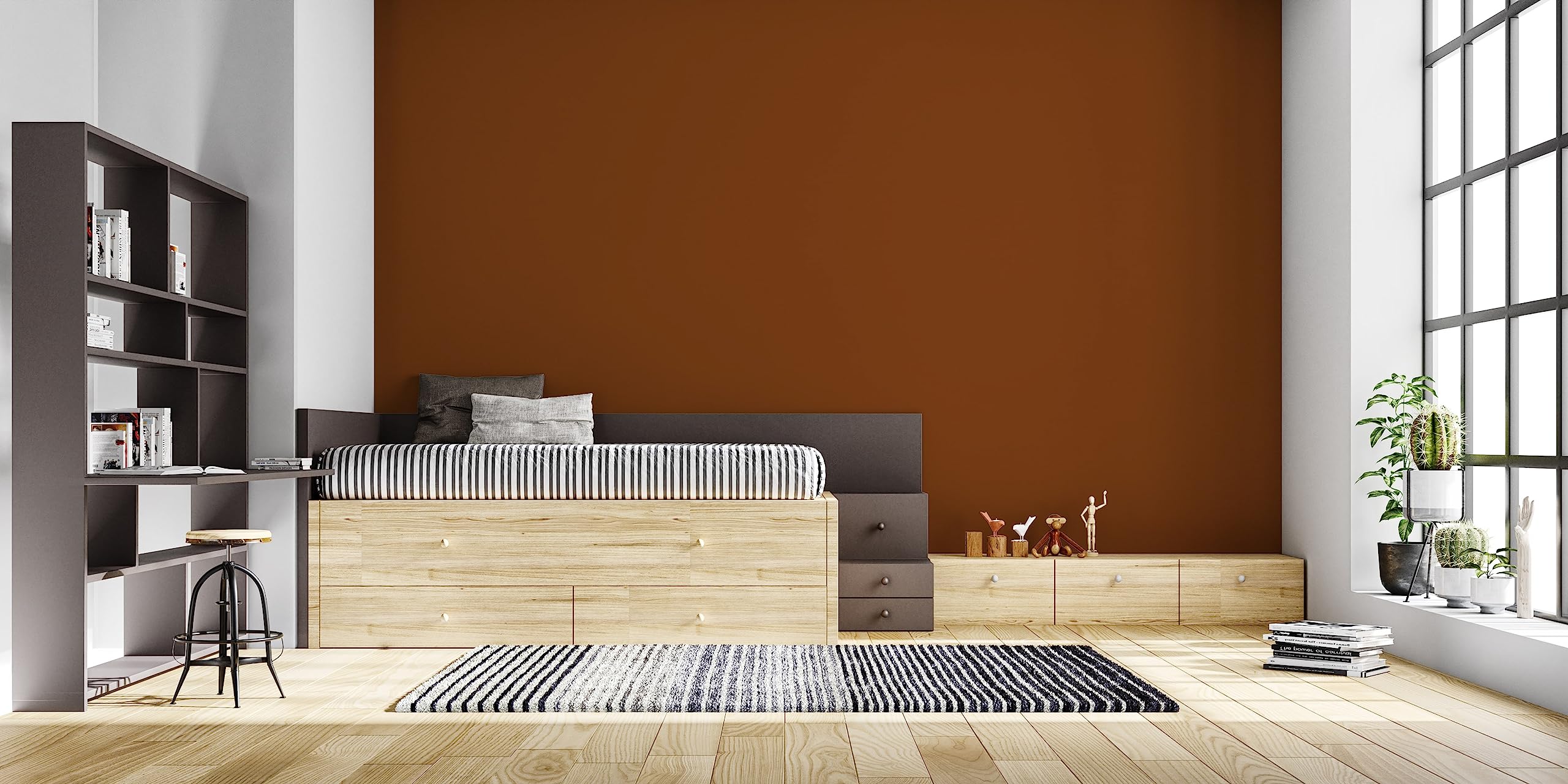 BAR-RESINE: Dwuskładnikowa farba/żywica epoksydowa, w fazie wodnej do płytek, płytek, płytek, laminatów, PVC, itp... - 3 kg BRILLANT - 30m² - Czerwony & różowy - Gredine