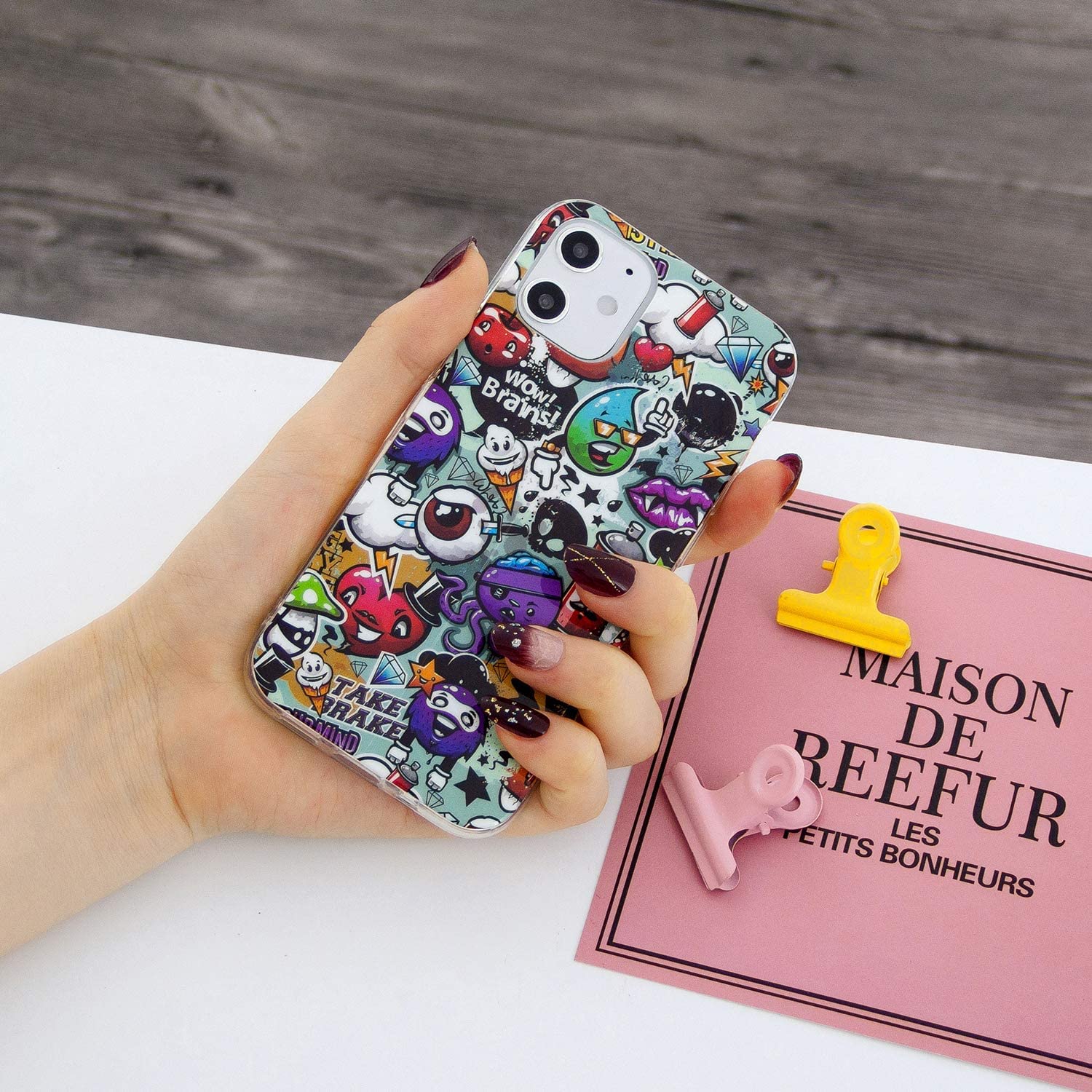 Leuchtende Silikon Hülle Für IPhone 14 Pro 6,1'' – Fluoreszierend, Stoßfest, Buntes Graffiti-Design