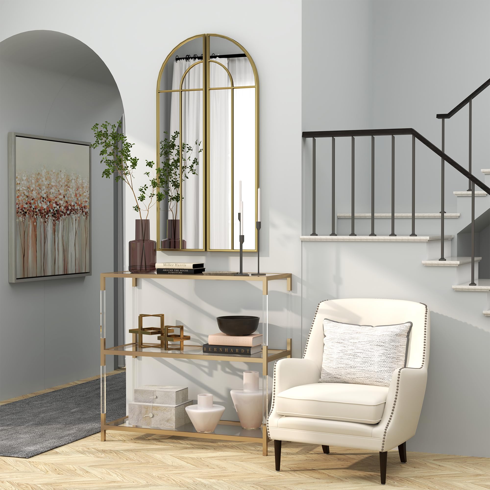 HOMCOM Espejo Decorativo de Pared Espejo de Ventana 30x120 cm Dorado