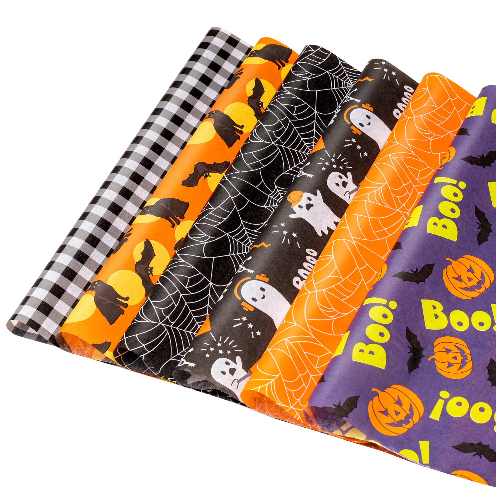 MAYPLUSS Wrapping Tissue Paper - 90 Sheets - Halloween Design - 13.7 inch X 19.7 inch Per Sheet