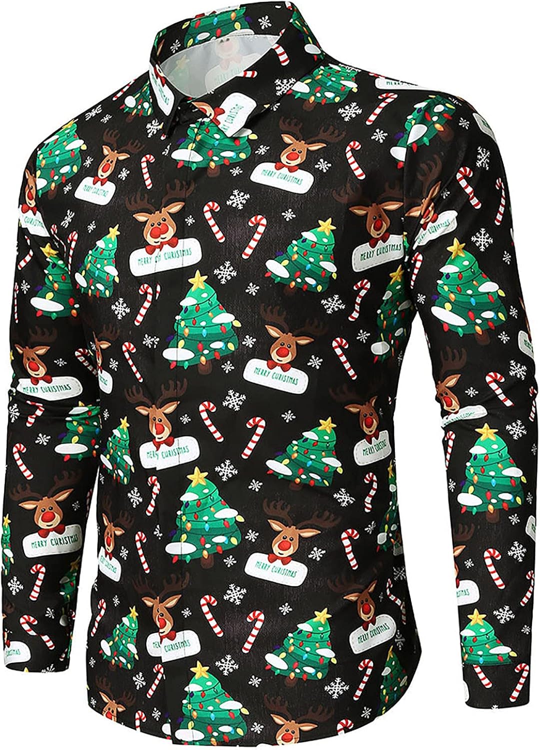 Men's Christmas Shirt Funny Reindeer 3D 