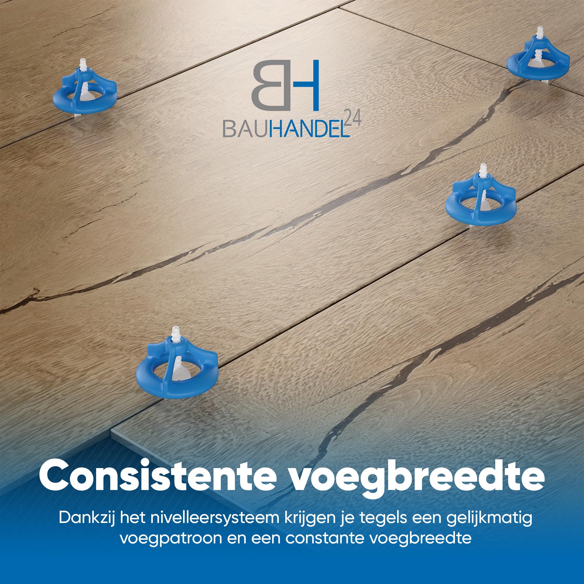 Bauhandel24 Tegelleghulp 2 mm 200-delig nivelleringssysteem met schroefdraadkappen treklussen tegelgereedschap afstandhouders tegels nivelleerset herbruikbare tegelwiggen
