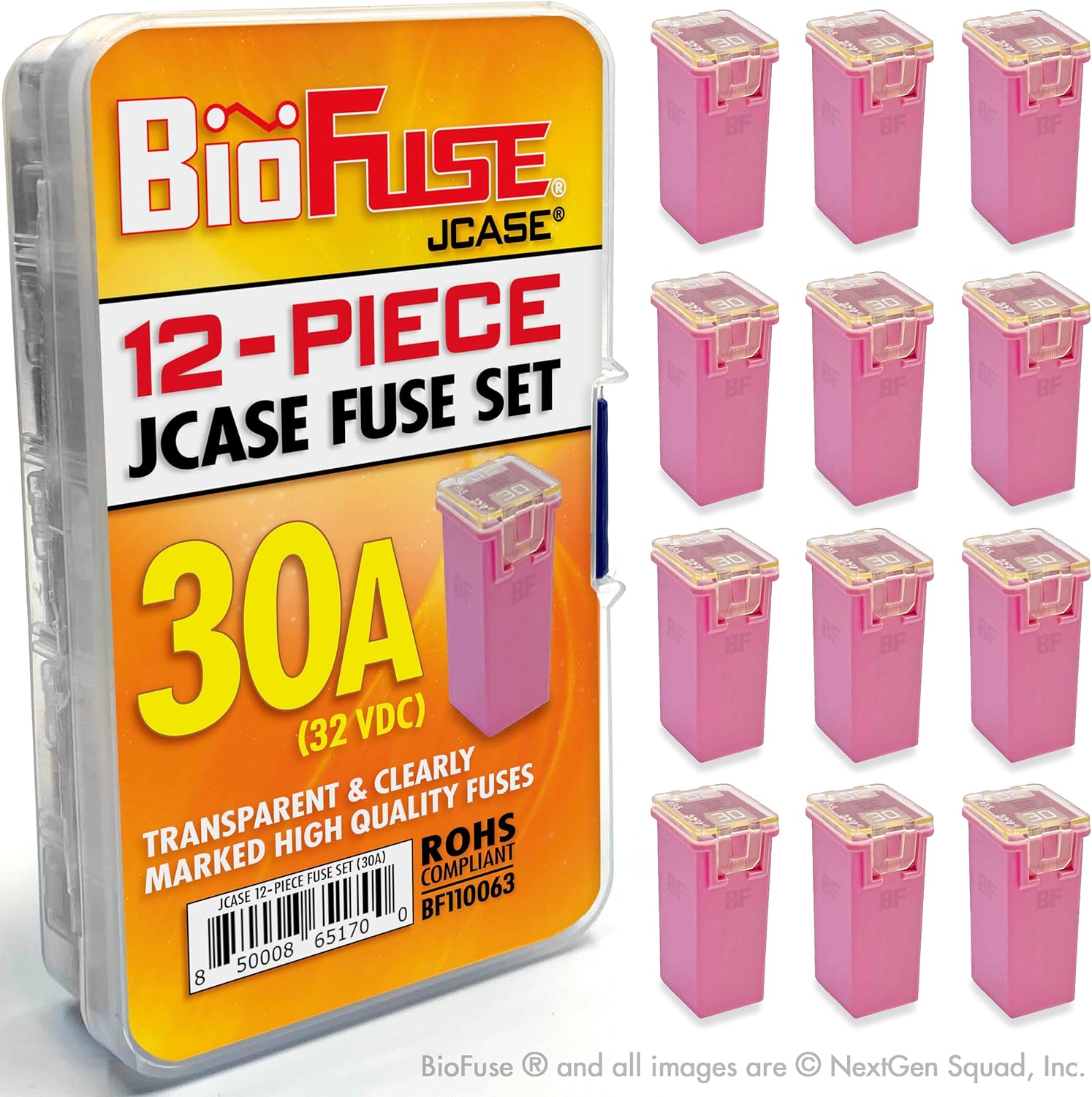 JCASE 20-Piece Cartridge Fuse Assortment 20A 30A 40A 50A 60A (4 Each). Fits Most: Nissan, Toyota, Chrysler, Dodge, Chevy, GM, and Ford
