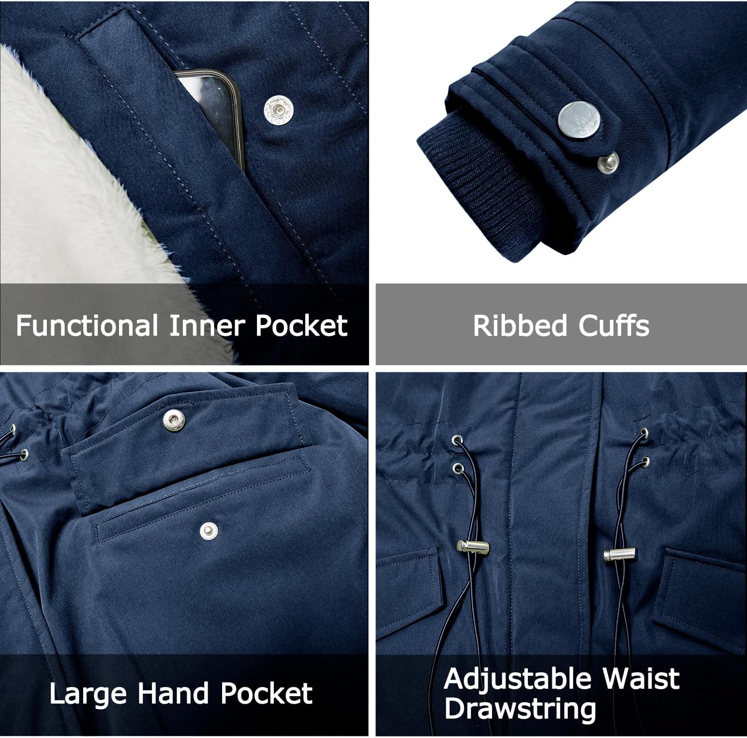 Women's Fur Hood Winter Parka Thicken Winter Jacket Coat Hooded Puffer Coat with Removable Fur Trim - Image 6