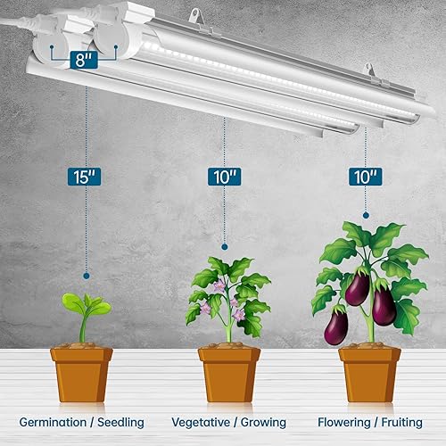 Miniatura 8 de Barrina Mini invernadero con 6 unidades T8 de 3 pies, 30 W, 5000 K, luz LED blanca de cultivo para plantas de interior, soporte de metal portátil de