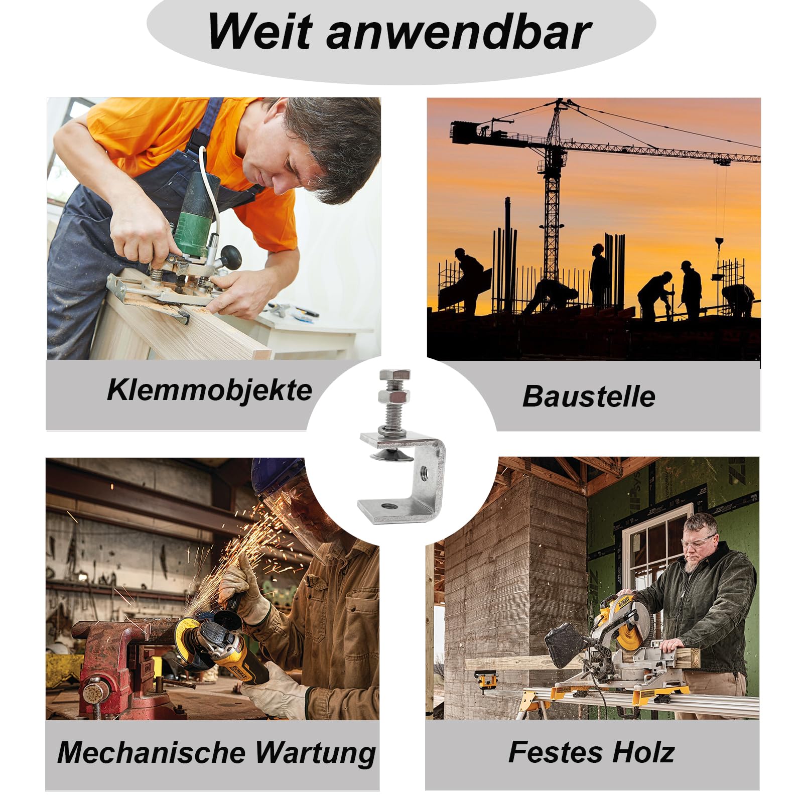 Morsetti A C In Acciaio Inox 304 - Set Da 6 Pezzi | Per Legno, Saldatura E Fai Da Te | Argento - Foto 4