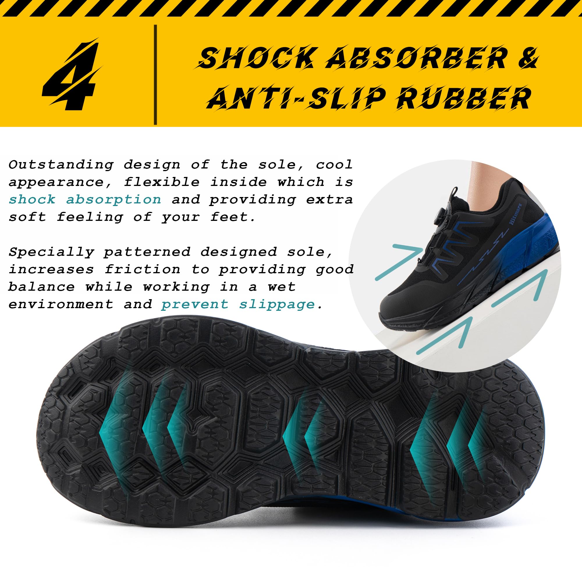 Chaussures de Sécurité S3 Hommes Femmes Embout Acier Antidérapante Légère Bleu 43