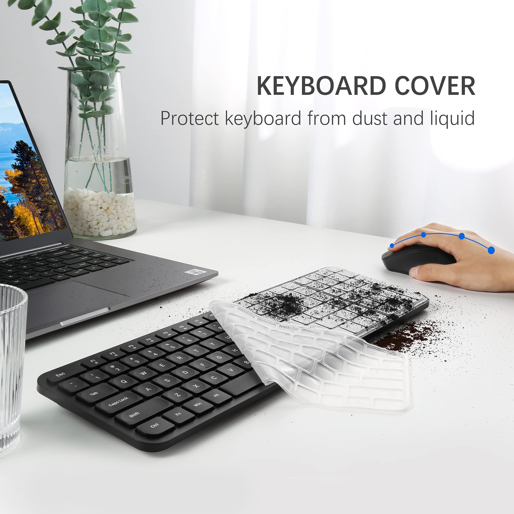Compact Keyboard and Mouse Combo Wireless, TopMate 2.4G Small Size Slim