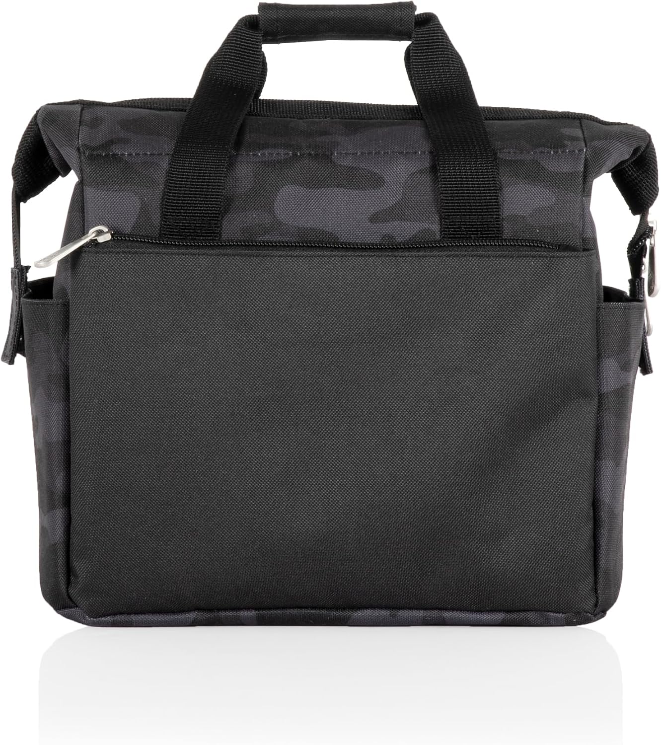 PICNIC TIME On The Go Lunch Bag, Stylish Soft Cooler Bag, Expandable Insulated Lunch Box, Portable Cooler Lunchbox with Dual Compartment Design and Expansion Side Straps, (Black Camo)