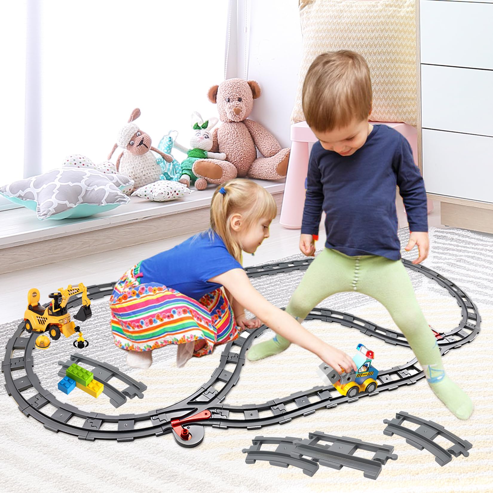 12 x LEGO Duplo rails gebogen curve nieuw donkergrijs spoor trein lok 6378