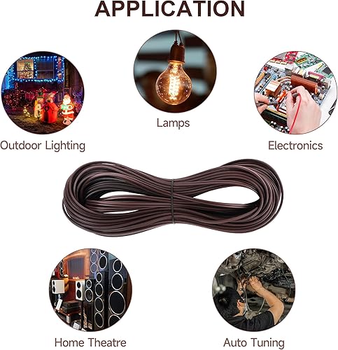 Miniatura 4 de Cable eléctrico SPT-2 de 100 pies, calibre 18, 2 pines, conexión de cable, cable de extensión de cable de 18 AWG con 4 enchufes Gilbert para