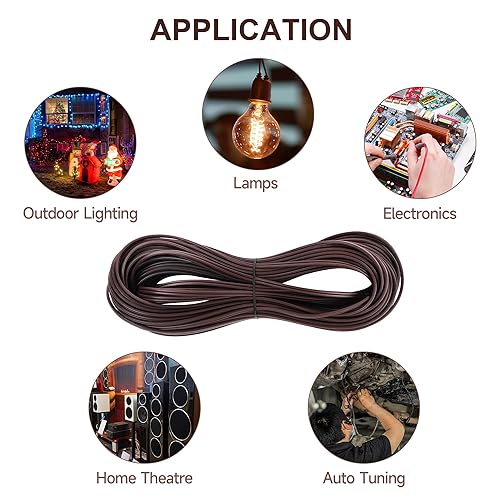 Miniatura 9 de 18 #SPT-1 Cable eléctrico de bajo voltaje calibre 18 de 50 pies, 2 conductores con certificación UL, cable de iluminación flexible para exteriores,