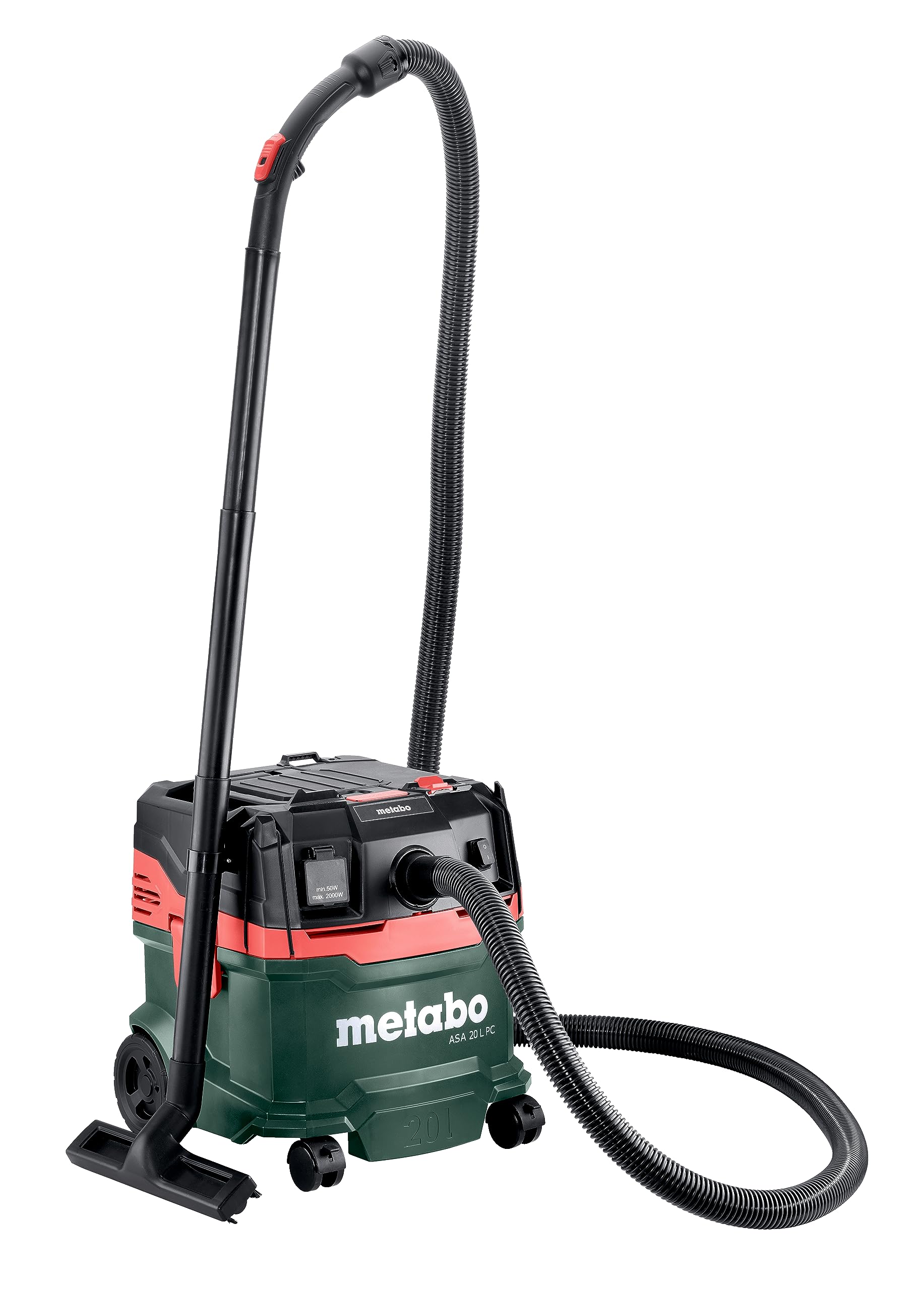 metabo ASA 20 L PC, Aspirateur Eau et Poussière 1200 W, Classe L | Nettoyage de filtre manuel PressClean, cuve 20 l, fonction soufflerie, câble 5,5 m, avec accessoires, sans sac