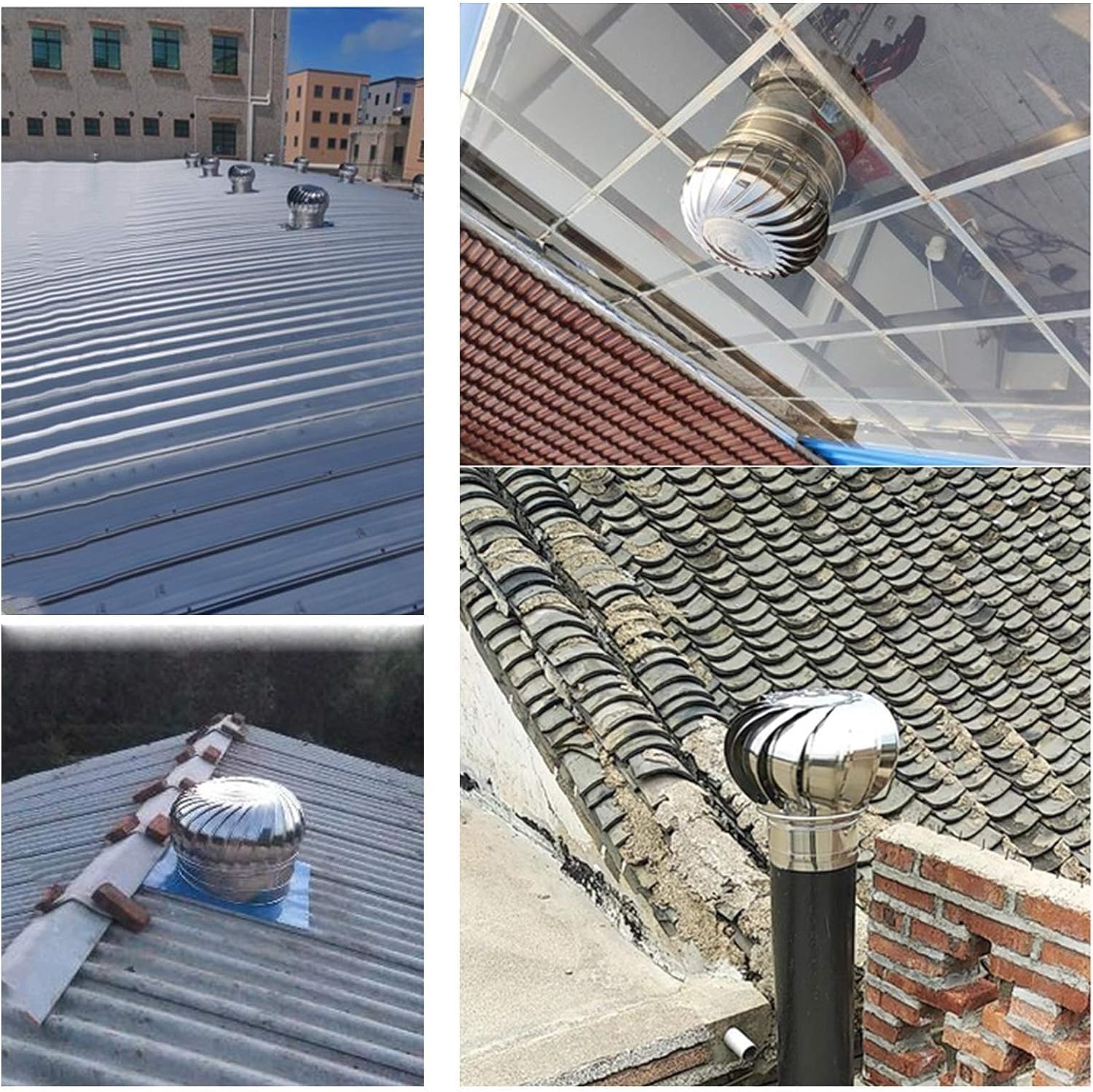 Tapa de chimenea giratoria acero inoxidable 304: cubierta antitiro descendente para una ventilación eficiente(250MM)