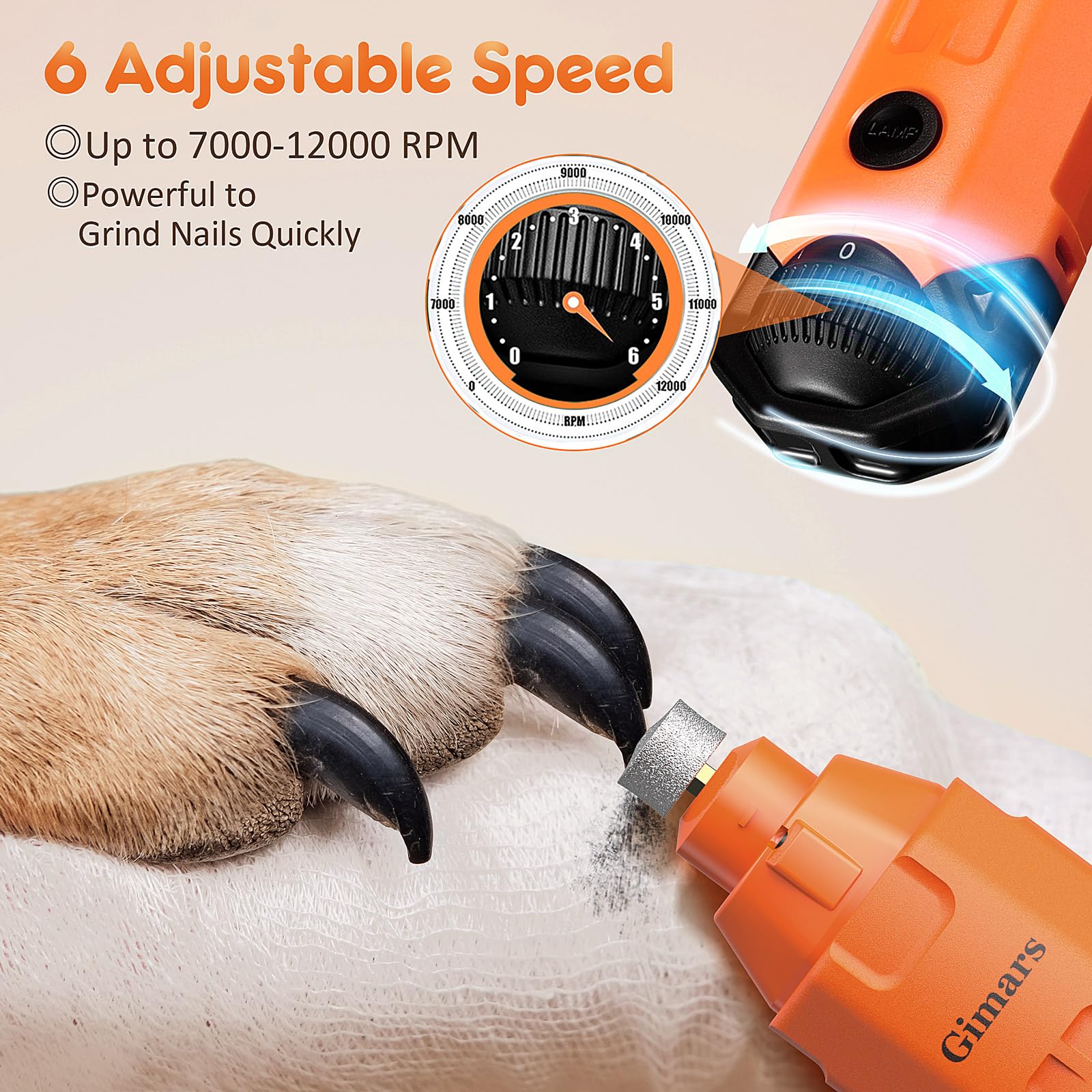 Gimars Nagelslijper Voor Honden, 6 Snelheden Met 2 LED-Lampjes, Ultrastil, 12000 RPM, Verstelbare Hondenpootslijper Met USB, Geschikt Voor Grote, Middelgrote En Kleine Katten En Honden, Legergroen Gimars Nagelslijper Voor Honden, 6 Snelheden Met 2 LED-Lampjes, Ultrastil, 12000 RPM, Verstelbare Hondenpootslijper Met USB, Geschikt Voor Grote, Middelgrote En Kleine Katten En Honden, Legergroen