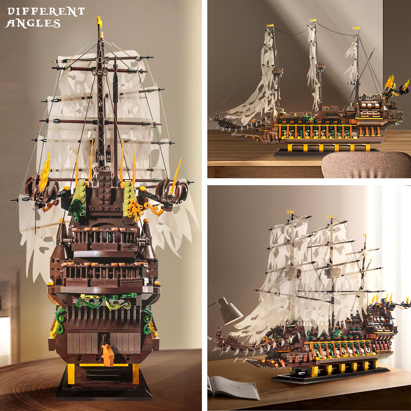 Mould King 13197 Piratenschiff Klemmbausteine Bausteine Kit, 4364+ Stück MOC Fliegenden Holländers groß Segelschiff Spielzeug, Schiff Modell Bausatz für Teenager 14+ /Erwachsene