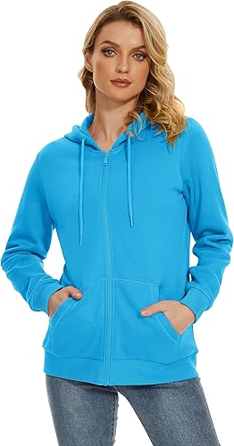 Miniatura 5 de TACVASEN Sudadera con capucha de forro polar para mujer casual ligera con cremallera completa con bolsillos ropa deportiva
