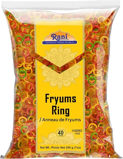 Rani Far Far / Fryums (Wheat & Tapioca Pellet) Ring Shape 7oz (200g) ~ Vegan, Kosher, Uncooked, Used to Make Papad, Bhungra / Chip Snack
