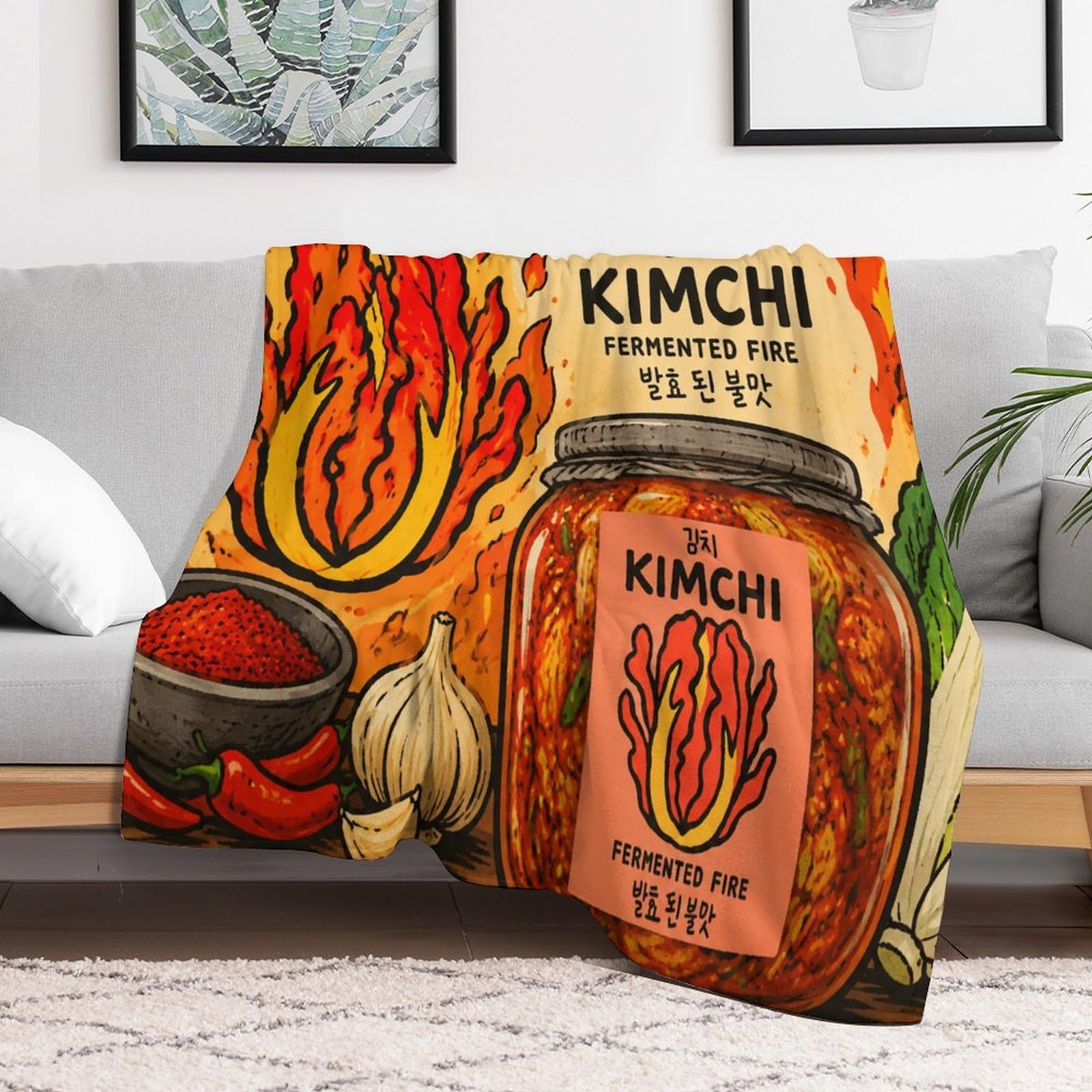 Kimchi Fermented Fire Poster Kuscheldecke für Zuhause