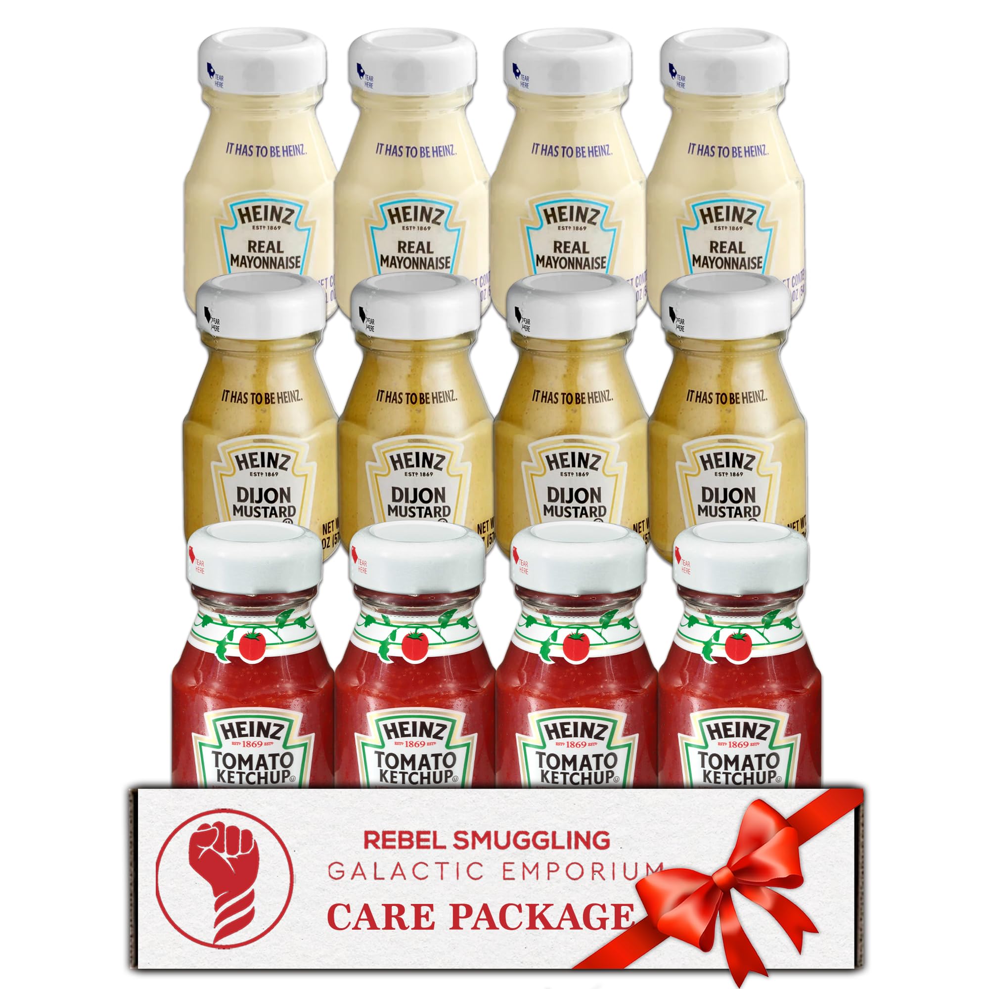 Heinz Mini Condiments Care Package Gift Basket- 12 Mini Glass Bottles Total by Rebel Smuggling Galactic Emporium