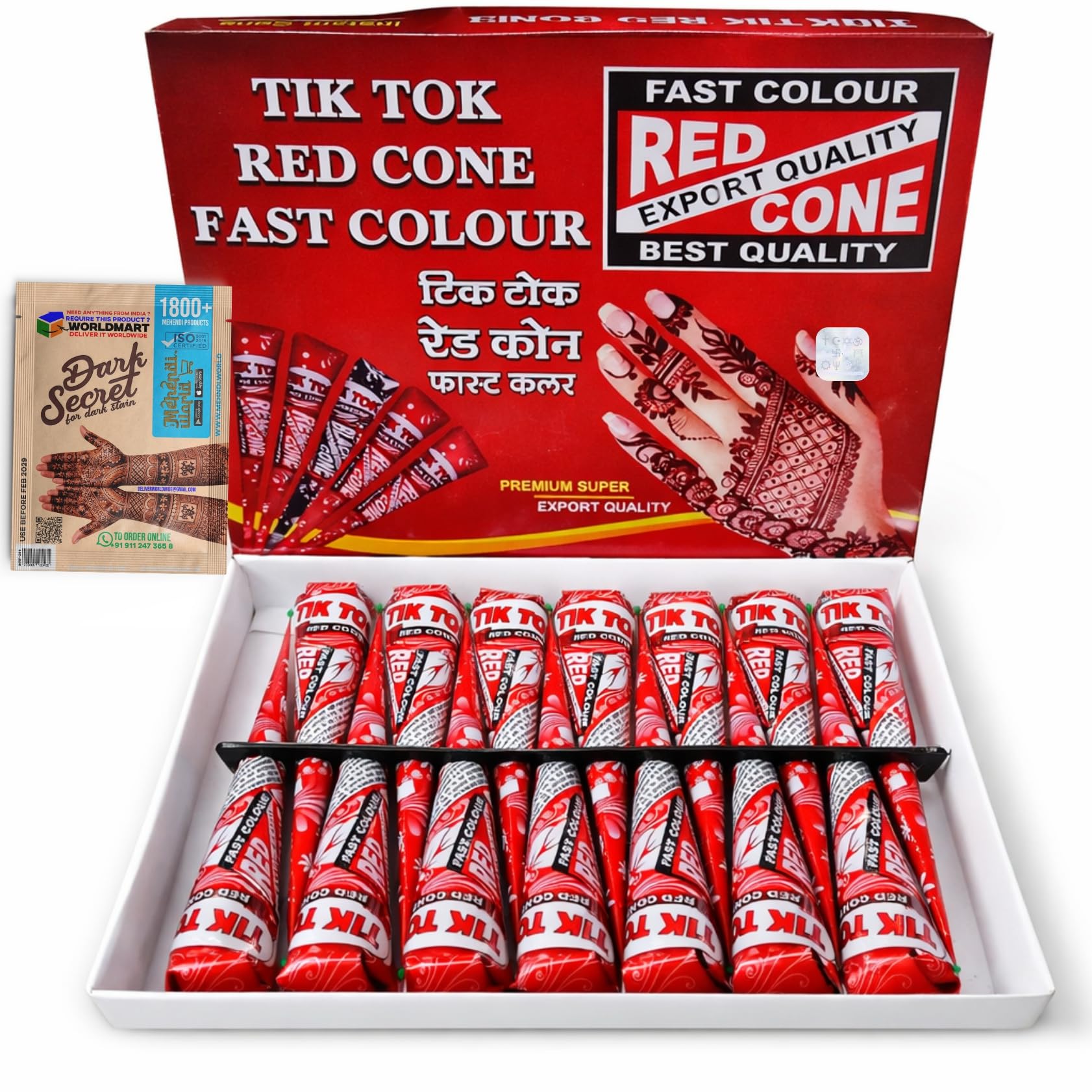 Altamash Tik Tok Red cone fast Colour Mehandi Cone | Altamash TikTok Red fast Mehendi Cones | Premium MehendiCones with Free bridal mehendi oil for dark stain for hand by Mehendi.world-image-32