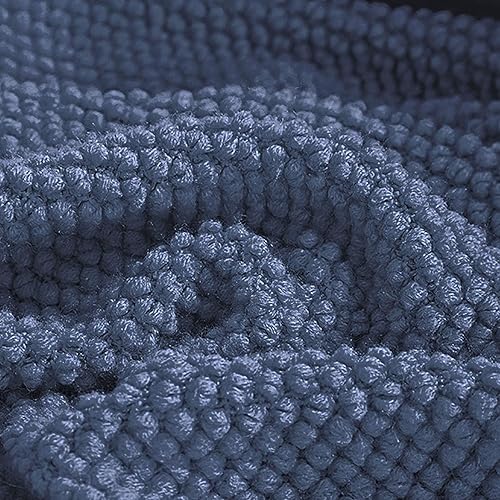 Miniatura 4 de LOMAO Manta de punto con borlas con textura de burbujas, manta ligera y suave para funda de sofá, decoración del hogar (azul marino, 50 x 60