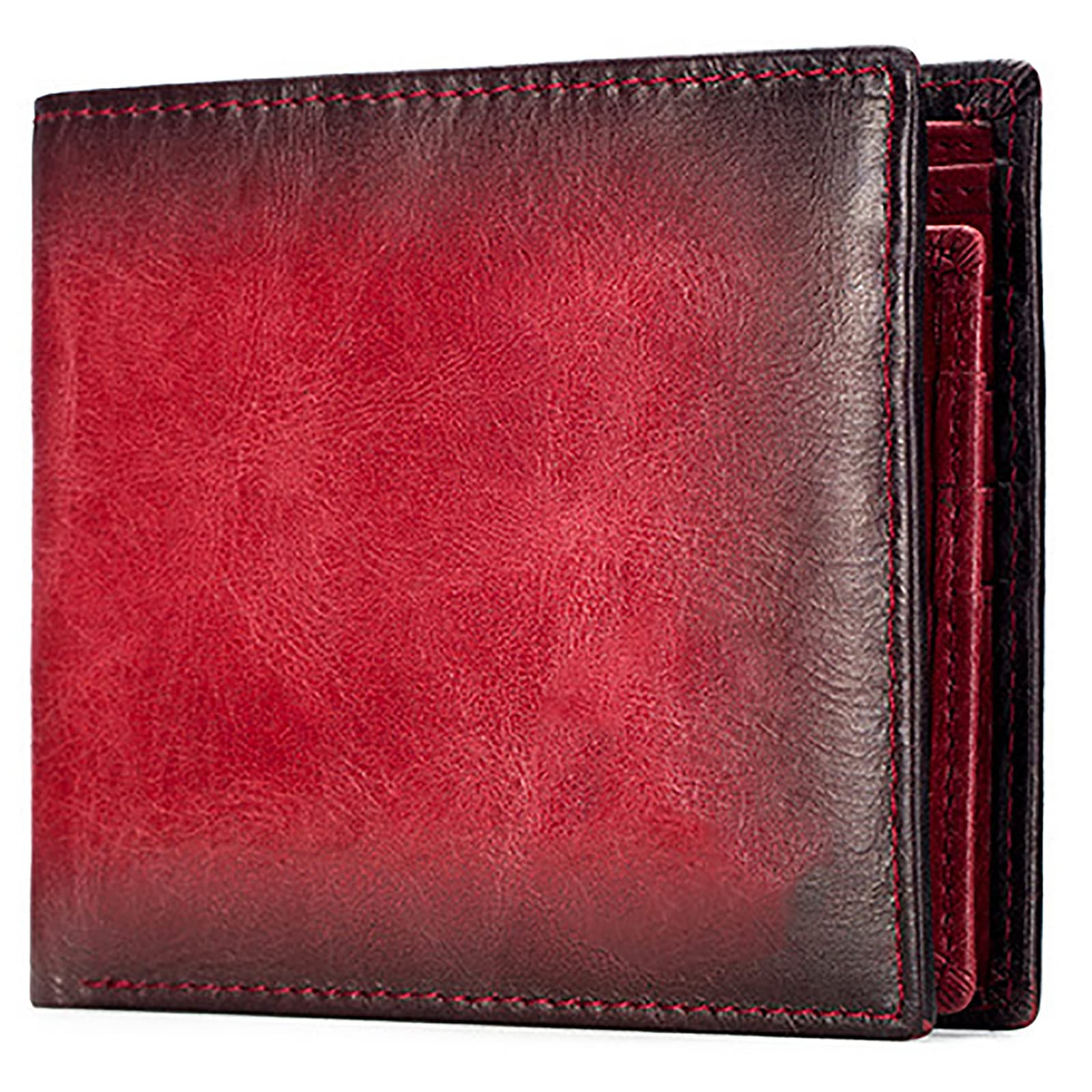 Portefeuilles, Portefeuille Compact en Cuir Souple avec Blocage(Red,Without Box)