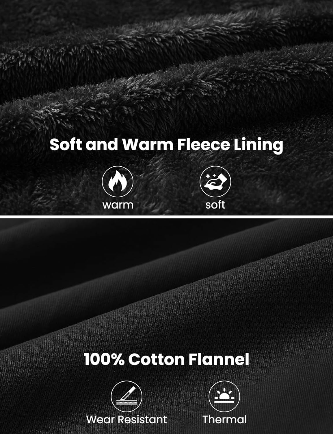 BGOWATU Men's Cotton Work Jacket Insulated Flannel Lined Full Zip Hoodies Active Winter Coat with Utility Pockets - Image 4
