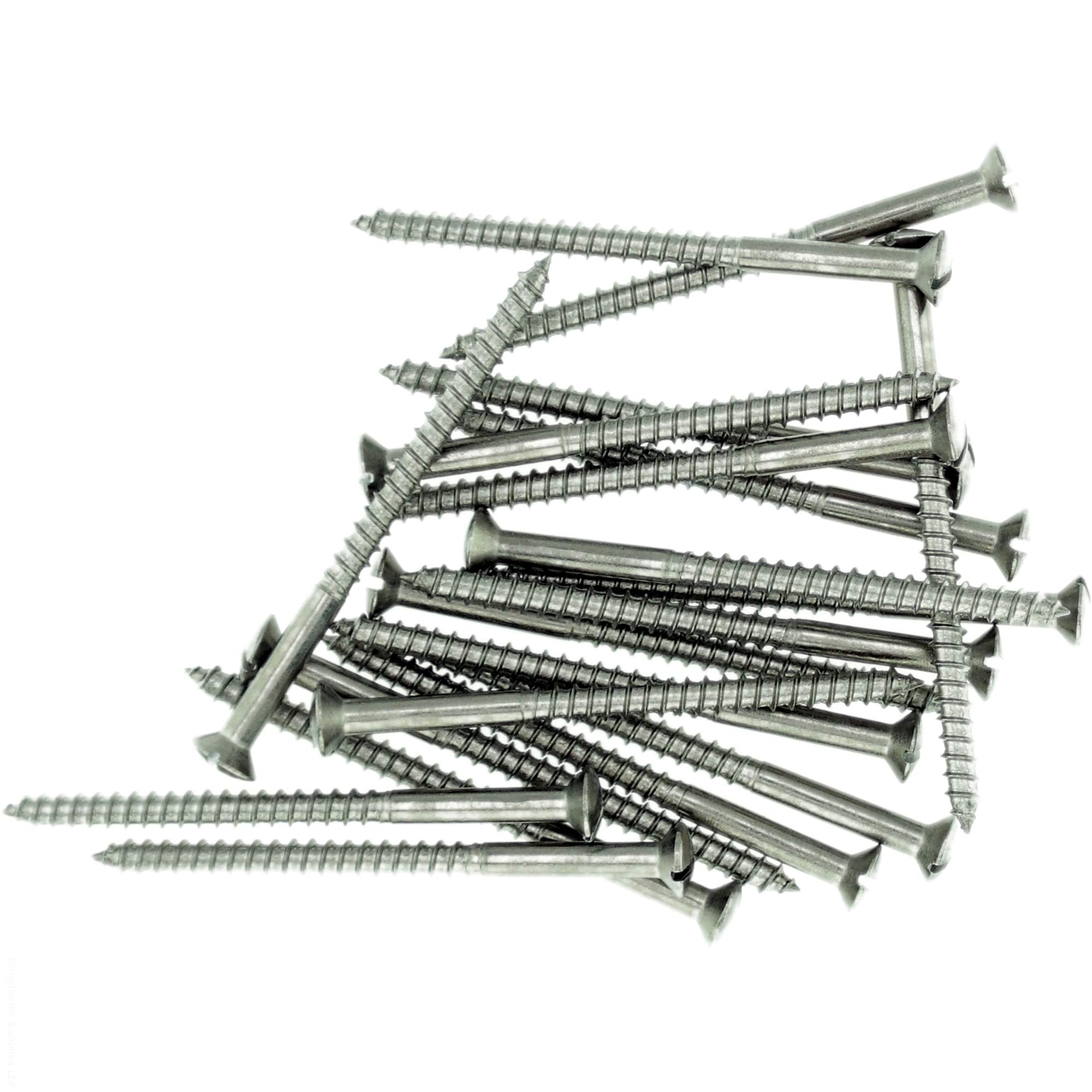 Singularity Supplies No.6 X 1.98 (3.5Mm X 50Mm) Slot Raised Countersunk Wood Screw - Stainless Steel (A2) (Pack Of 20)