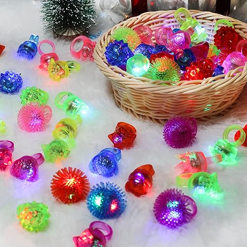 Miniatura 3 de KIMOBER Anillos iluminados, coloridos anillos de gelatina de silicona que brillan en la oscuridad, anillos LED parpadeantes para niños, recuerdos de
