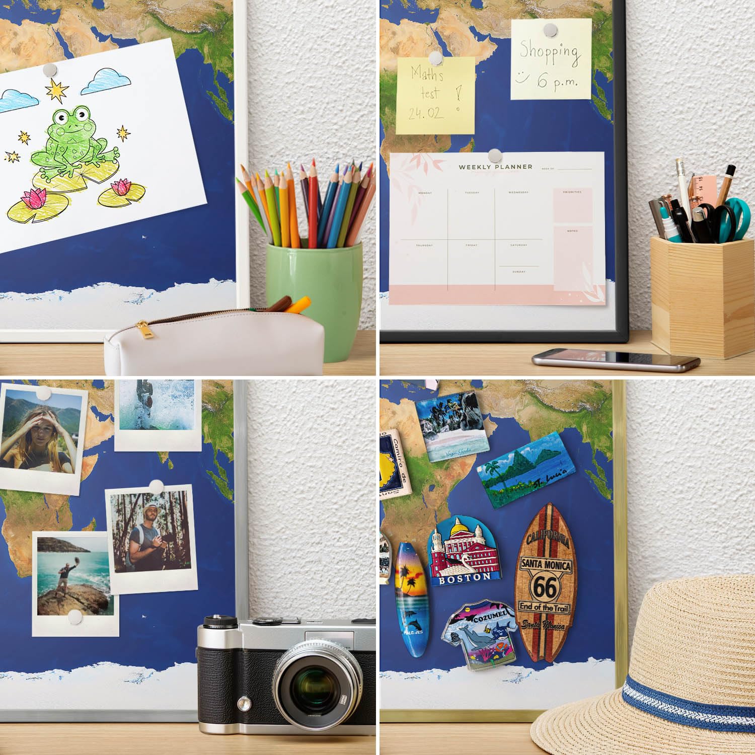 Pizarra de Pared para el Menú del Día 50x50 Mappare il globo Marco Blanco | Pizarra | Organizador | de Pared | Tablón | Anuncios | Decorativo | Recordatorio | Notas | Planificador | Semanal | Menú