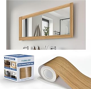 27 FT Wood Grain Wallpaper Border, Removable Waterproof Mirror Border Peel and Stick,Bathroom Mirror Frame Border.(Natural Oak)