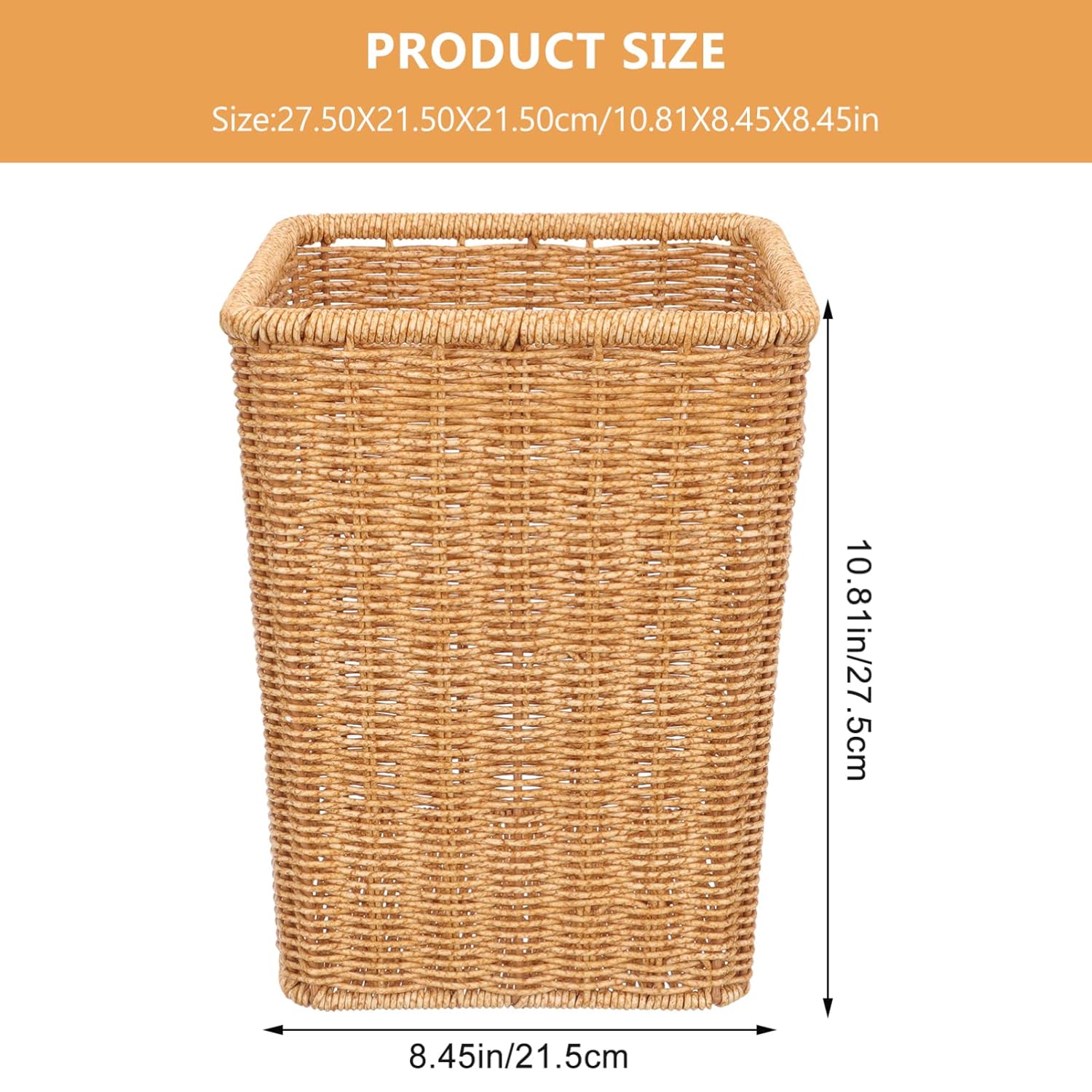 Zerodeko Woven Wastebasket for Bathroom and Kitchen Rustic Multipurpose Storage Basket Compact Trash Can for Spaces Material Stylish Home Decor