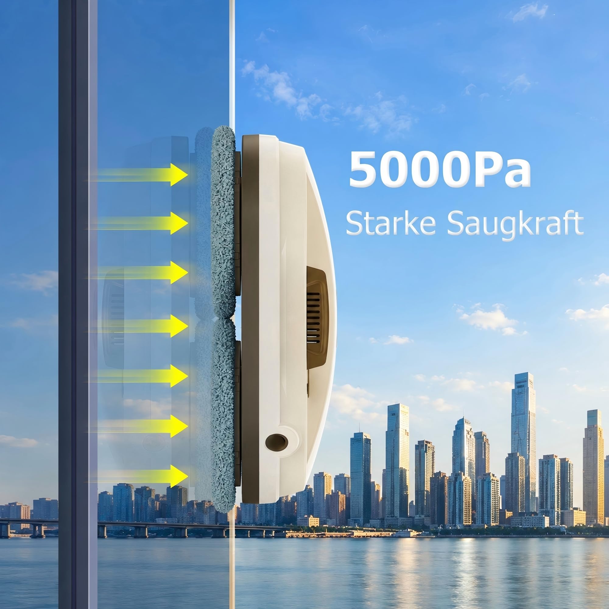 C200 Fensterputzroboter, Fensterroboter mit Automatischem Wasserstrahl, Intelligenter Navigation, Fensterreiniger Roboter Elektrisch für Innen- und Außenfenster, Glas, Fliesen