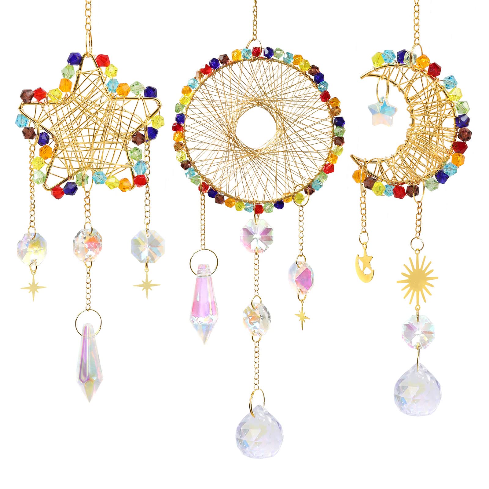 Veaoiy Suncatcher Cristal 3 Pièces Attrape Soleil Prisme Cristal