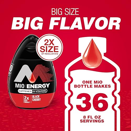 Miniatura 7 de MiO Energy Black Cherry - Potenciador líquido de agua con sabor natural, 8 unidades, 3.24 onzas líquidas