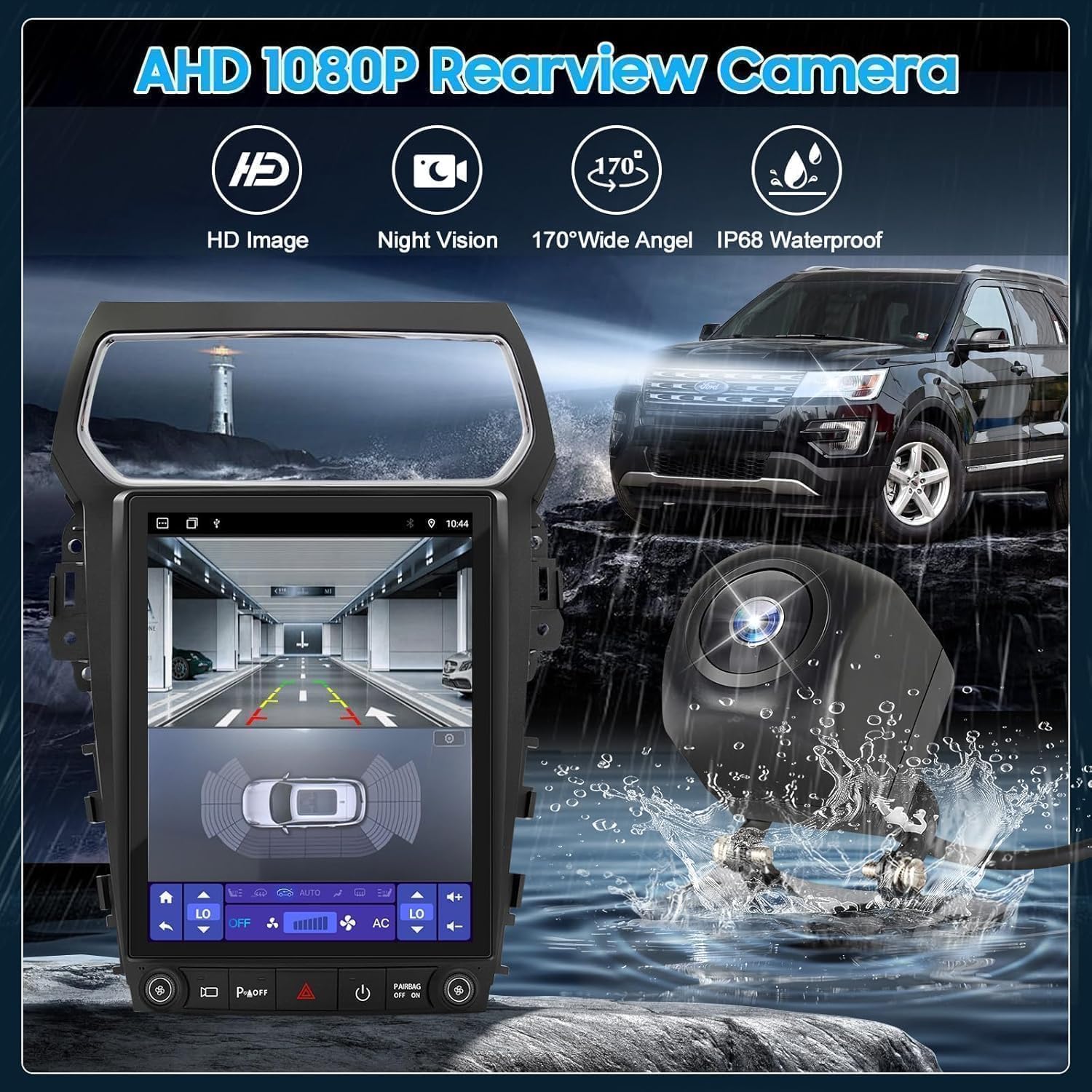 Car Radio Upgrade Dash Kit for Ford Explorer 2011-2019,Wireless CarPlay Android Auto, 4GB+64GB 8 Core Stereo System,12.1 Inch Touch Screen, GPS, Bluetooth, WiFi, SWC,MirrorLink
