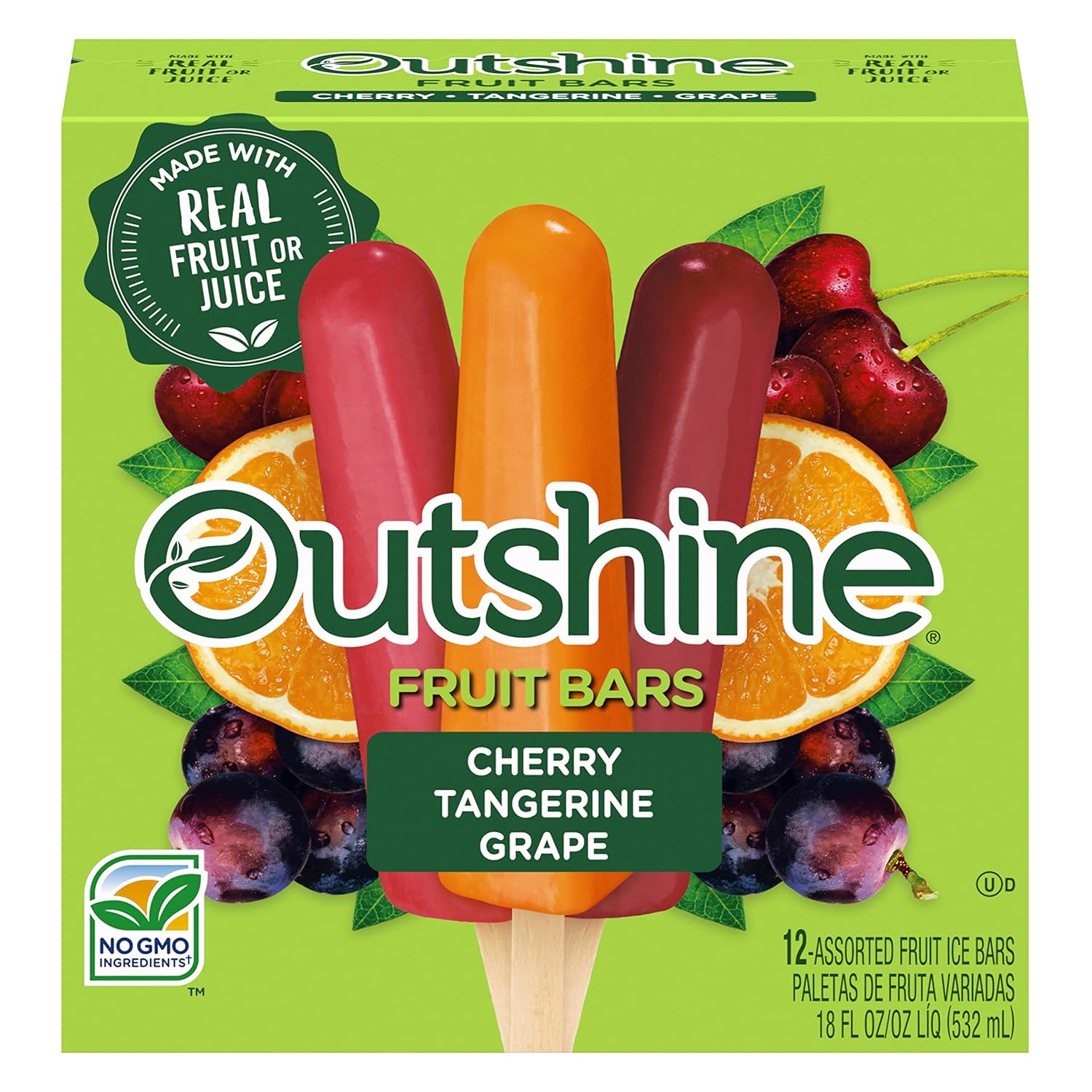 Outshine Fruit Bars Cherry, Tangerine & Grape, 18 Fl Oz