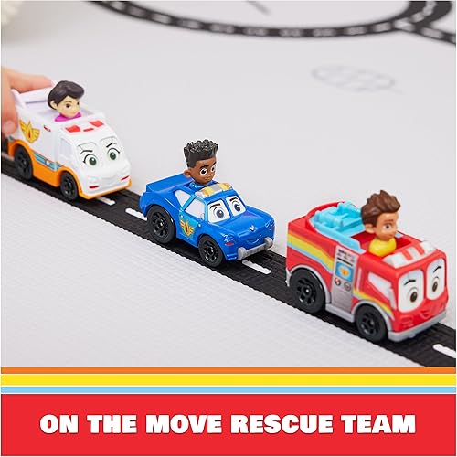 Miniatura 3 de Disney Junior Firebuds, On The Move Rescue Team, 3 unidades de auto de juguete de metal fundido a troquel para niños: camión de bomberos, ambulancia