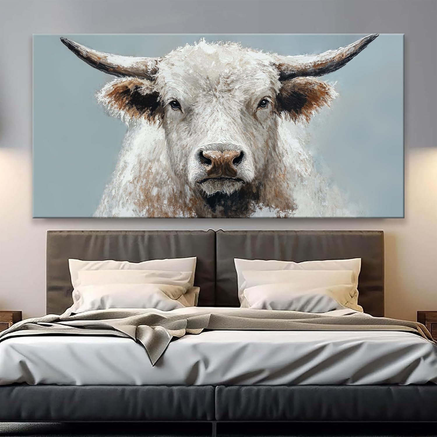 Highland Cow Wall Art For Living Room Large Size Animal Canvas Art Wall Decor Print Rustic Farmhouse Wall Artwork Cattle Painting Prints Artwork Picture For Bedroom Aesthetic Home Wall Decor 29 X 58 Inch