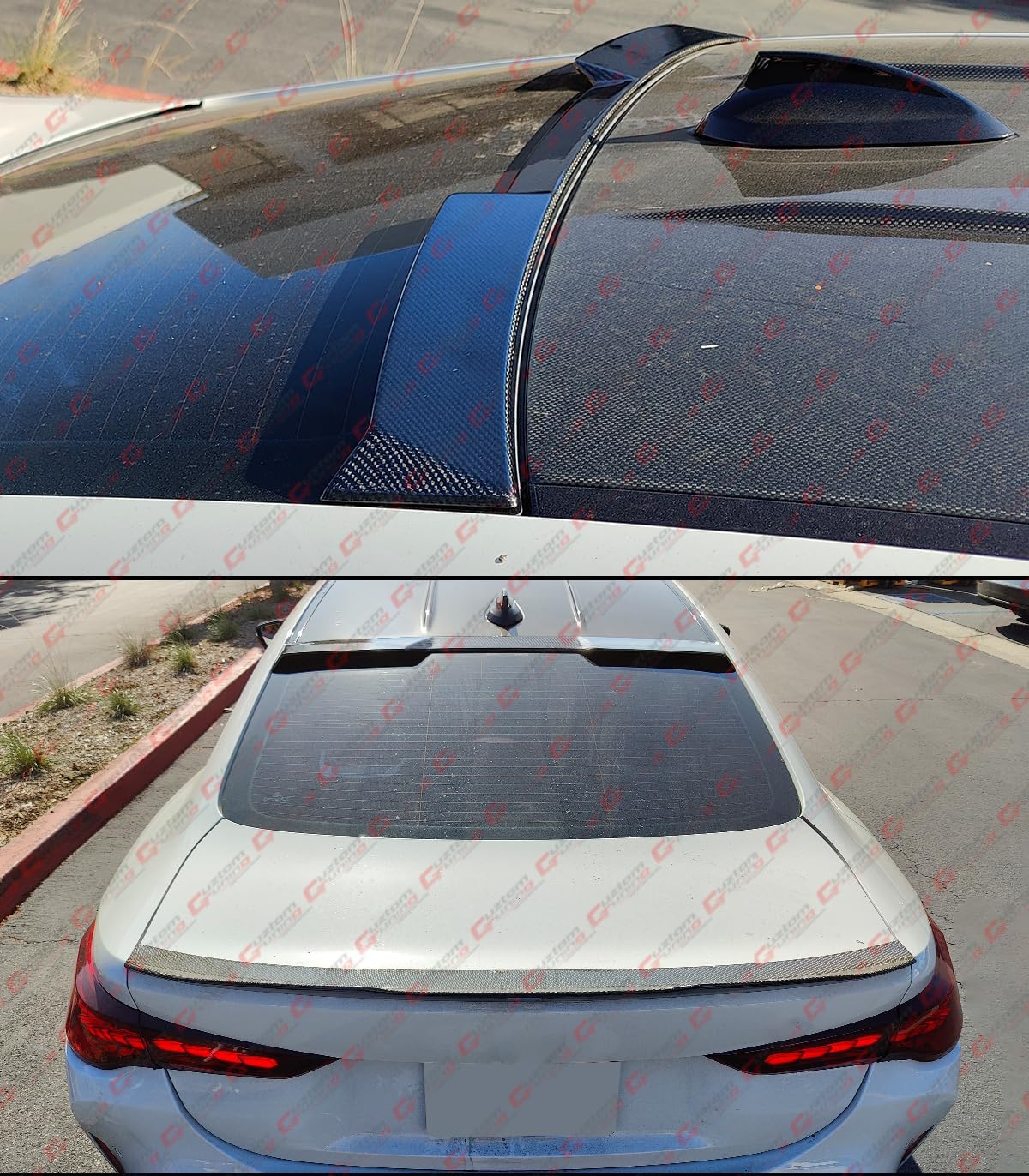P Style Real Carbon Fiber Rear Roof Window Windshield Glass Top Spoiler Lid Compatible for 2021-2025 BMW G22 430i M440i & G82 M4 Coupe