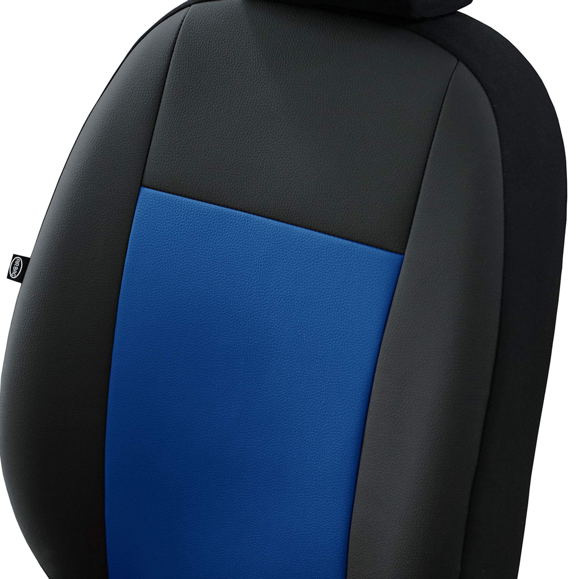 Saferide Coprisedili per auto, in ecopelle, colore blu, per sedili anteriori 1 + 1 per airbag, 2 sedili