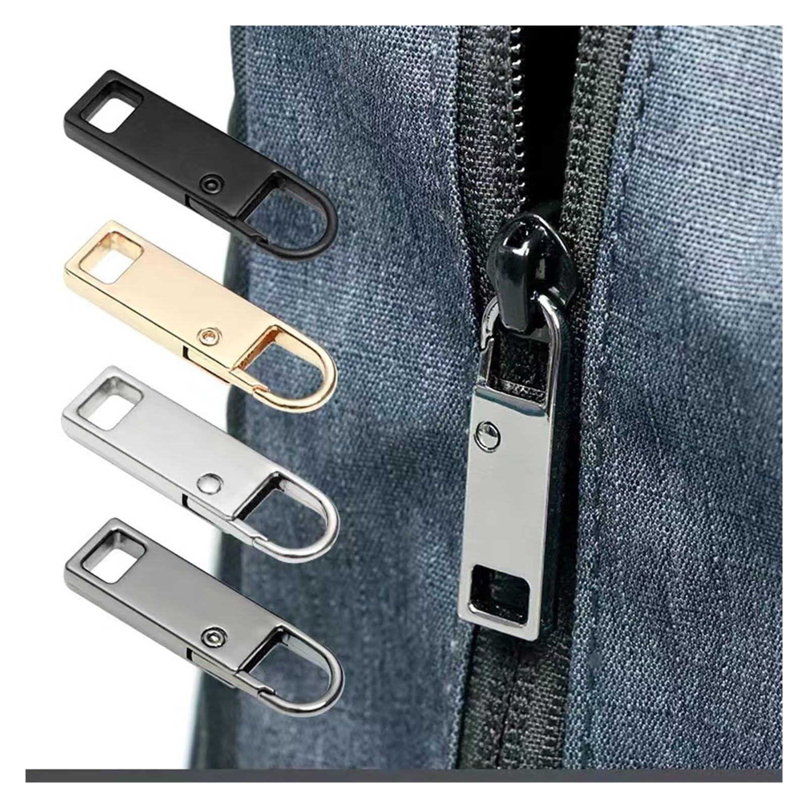 Recambios para tiradores de cremallera, Kit de repuesto tiradores cremallera for bolsos y ropa, paquete 5, 37x11 mm(Style D)
